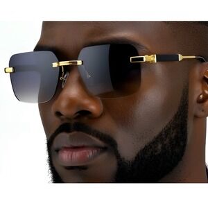 Fashion Sunglasses Gold Black Gradient Lenses Men Luxury Design Streetwear UV400